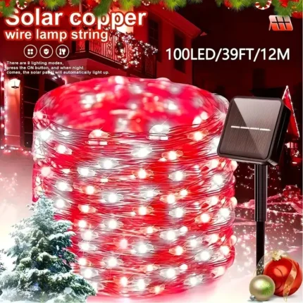 svetleci niz solarne sijalice 10m belo crvena