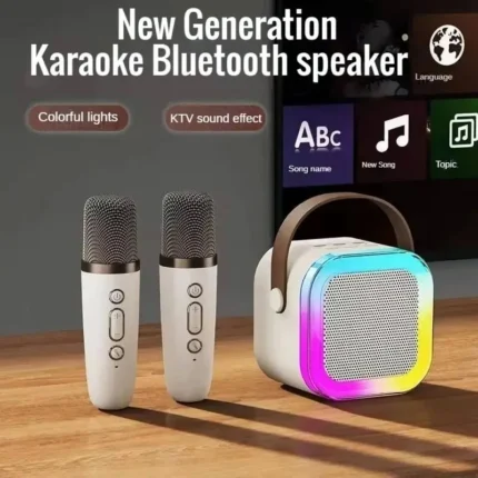 prenosni karaoke bluetooth zvučnik sa dualnim mikrofonima