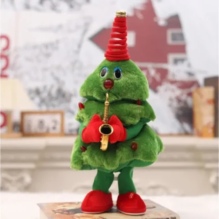 svetleca jelka koja igra novogodisnja muzicka dekoracija svetlucava figurica